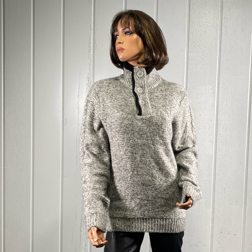 *Bleu Ice Women's Grey Cable Knit Pullover Sweater Sz S